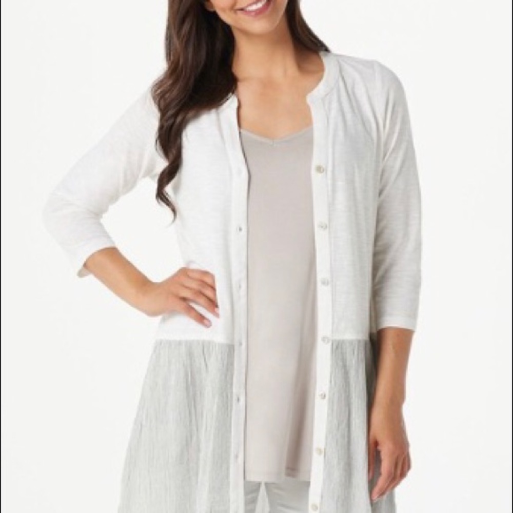 Logo by Lori Goldstein Cotton Slub Cardigan - White